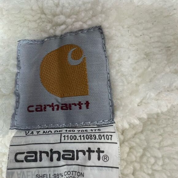 Rare CARHARTT Sherpa Lined Corduroy Collar Chore Jacket 90s Red SZ M Burgundy - Picture 9 of 15